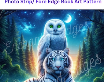 Photo Strip Pattern - White Owl & White Tiger- Ink Saver, Fore-Edge Pattern