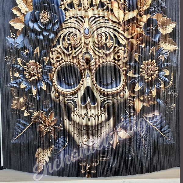 Ink Saver Fore-Edge Photo Strip Pattern: Skull & Flowers- Book Art