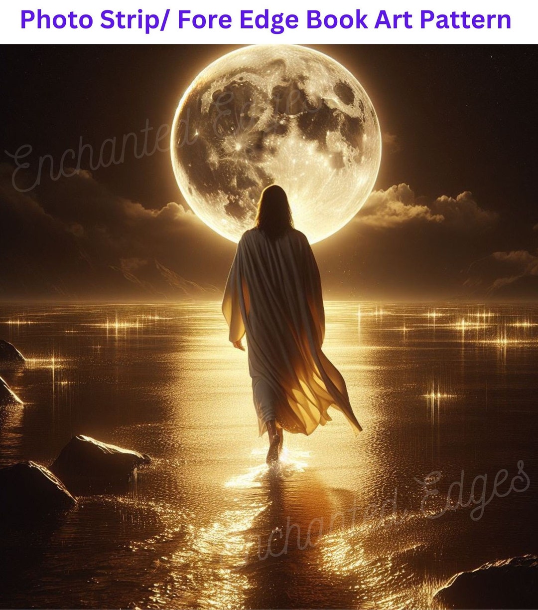 Foto Edge Book Art Pattern, Jesus Walking on Water, Religious, Faith