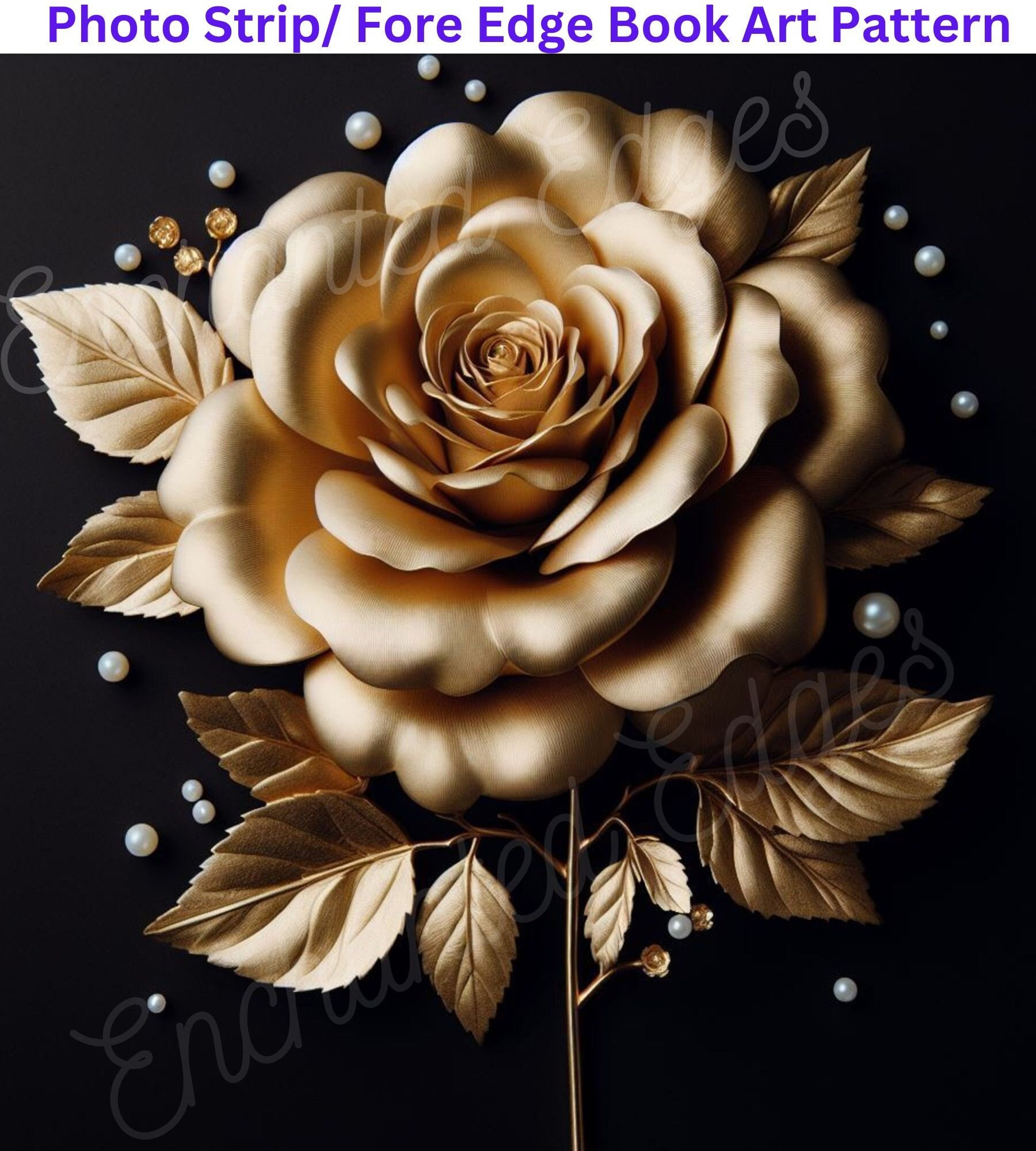 Photo Strip Pattern - Gold Rose With Pearls - Ink Saver, Fore-edge ...