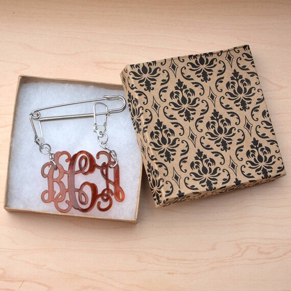 Items similar to Safety Pin Brooch Personalized Jewelry Initials