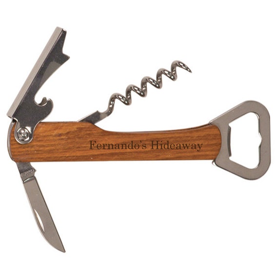 Personalized Engraved Wooden Wine and Beer Bottle Opener, Gift, Groomsman, Bridesmaid, House Warming, Wedding Party, Customized Corkscrew