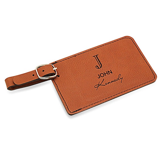 Rawhide Personalized luggage tag - Contact information tag with personal information - Famous quotes - Leather tag with leather strap