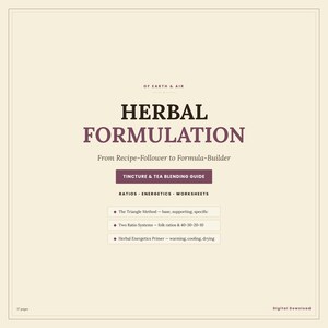 Manuale di formulazione erboristica / Guida alla miscelazione di tisane e tinture / Fogli di lavoro sui rapporti energetici delle erbe in formato PDF