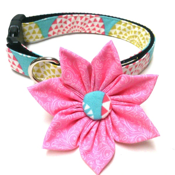 Adjustable Dog Collar with Flower, Female Dog Collar, Pink and  Sky Blue, Yellow Dog Collar, Girl Collar, Dog Flower, Small Collar, Large