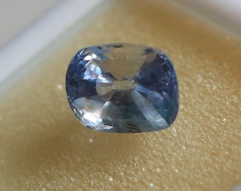 2.96 Ct. I.G.I Certified Unheated antique light cornflower blue sapphire from Ceylon. A brilliant lustrous emerald cut, eye clean jewel.