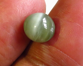 3.21 Ct. Natural Chrysoberyl Cats eye. In prized apple green color with sharp white eye.