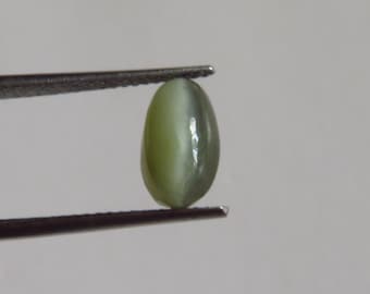 2.85 Ct. Natural Cats eye. In sought after light apple green color with sharp white chatoyancy.