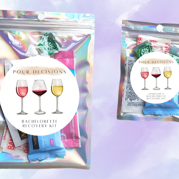 Winery Recovery Kit | Pour Decisions| Bachelorette Hangover Kit | Wine Theme Party | Girls Night Recovery Kit