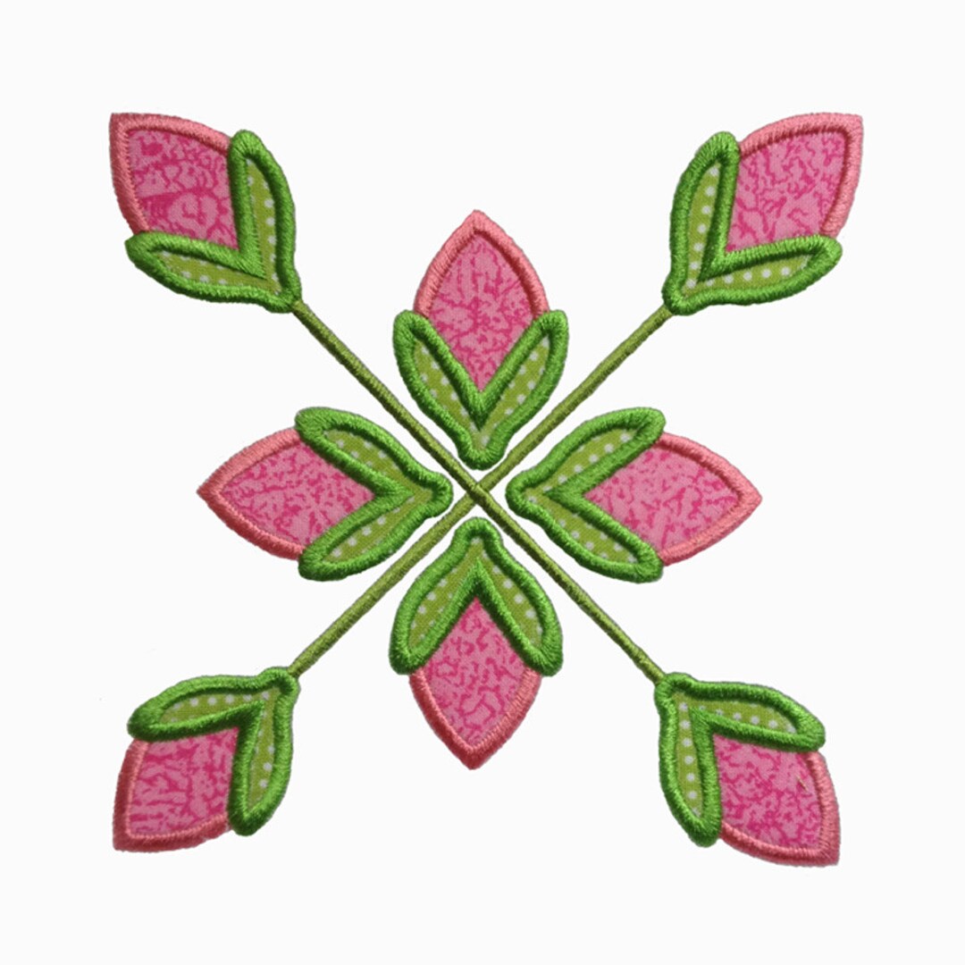 Rosebud Cross Applique Machine Embroidery Design for Larger Etsy