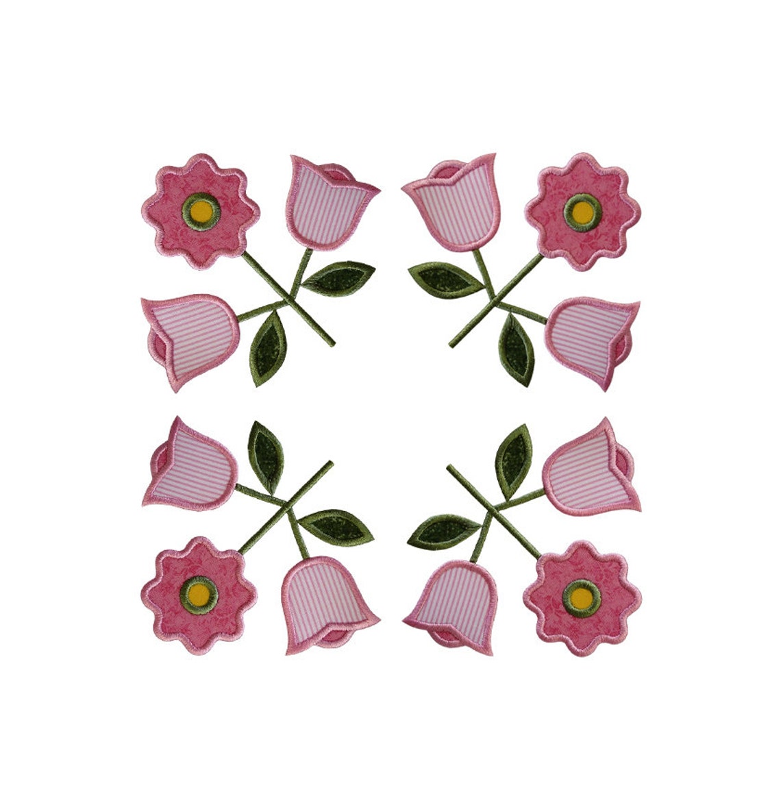 Old English Rose and Buds Applique Machine Embroidery Design Etsy