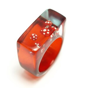 Cute fly agaric ring Flying luck with red-white spotted plastic mini-mushrooms on a green ring in resin as a lucky charm image 9