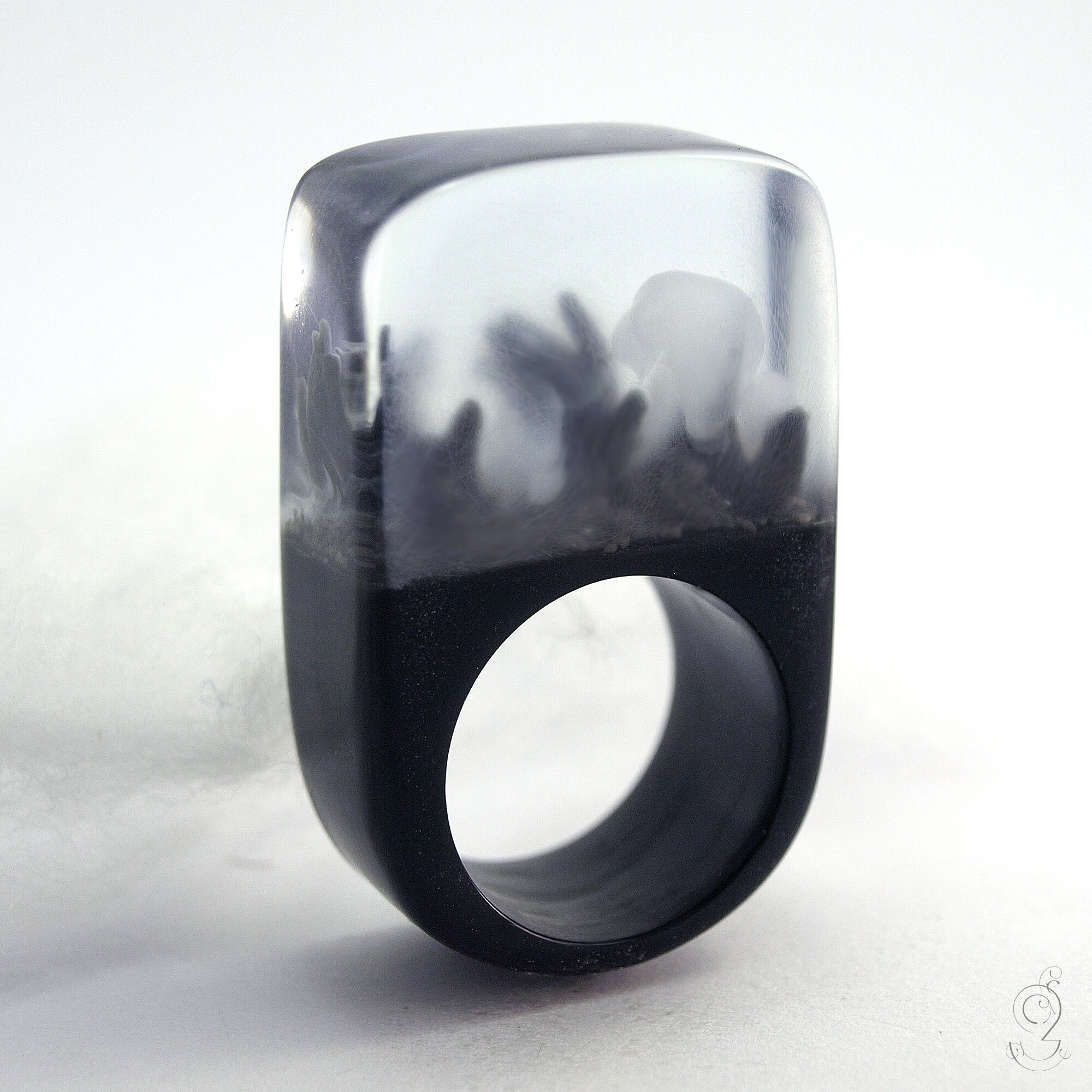 Zombie – Creepy Undead Ring With Three Black Hands and Fog on a Black ...