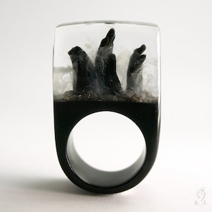 Zombie – Creepy Undead Ring With Three Black Hands and Fog on a Black ...