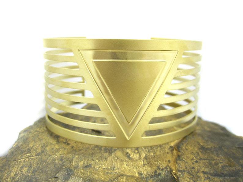 Open Bracelet Everyday Bracelet Triangle Jewelry Unique Bracelet Unique Gift Edgy Jewelry Geometric Bracelet Cuff Bracelet Wide Cuff