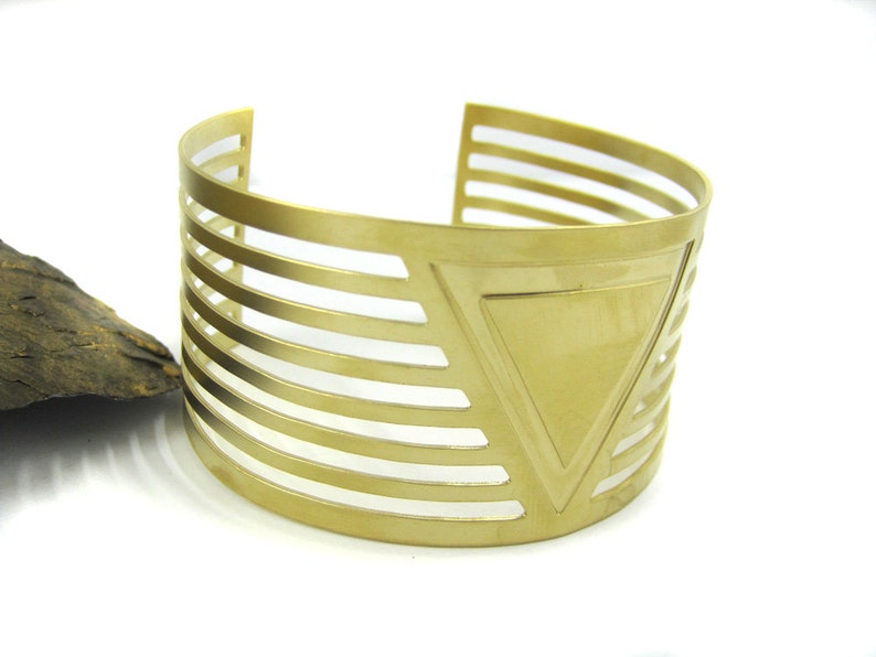 Open Bracelet Everyday Bracelet Triangle Jewelry Unique Bracelet Unique Gift Edgy Jewelry Geometric Bracelet Cuff Bracelet Wide Cuff