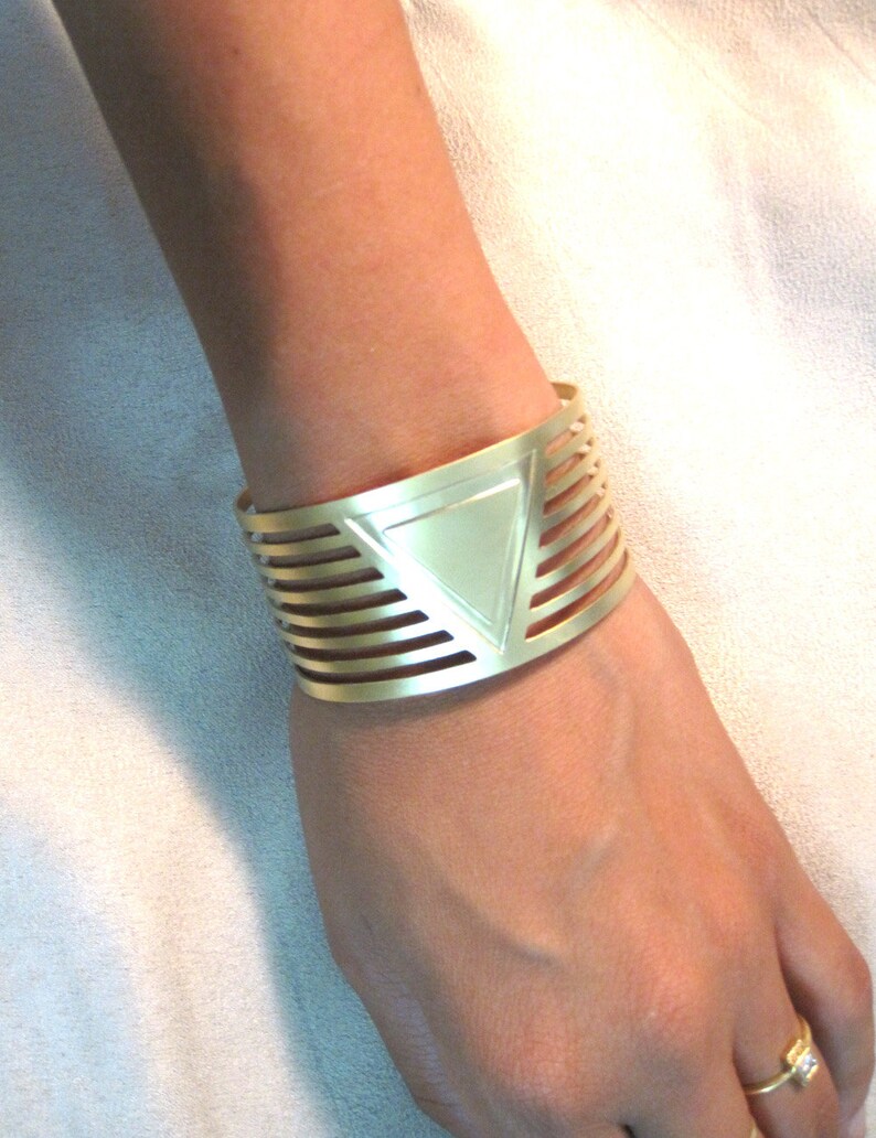 Open Bracelet Everyday Bracelet Triangle Jewelry Unique Bracelet Unique Gift Edgy Jewelry Geometric Bracelet Cuff Bracelet Wide Cuff
