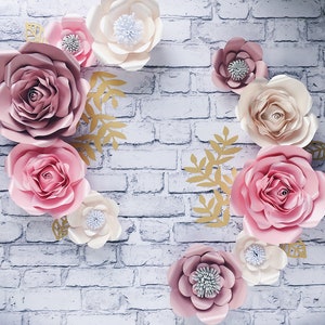 PAPER FLOWERS WALL decor, blush pink wall flowers for nursery, girl room wall art, wall hanging flowers, baby shower backdrop