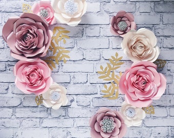 RIESIGE PAPIERBLUMEN Wanddekor für Kinderzimmer, blush rosa Blumen an der Wand, Baby Mädchen Zimmer, rosa Hintergrund, florale Baby-Dusche-Dekoration