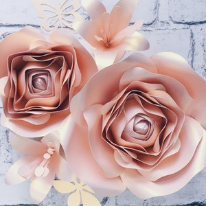 PINK GOLD - nursery fiori di carta decorazione parete
