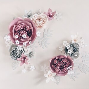 GRANDI FIORI DI CARTA per l'asilo nido della bambina, rose arte della parete, arredamento della camera da letto, sfondo floreale baby shower, fiori appesi al muro del salone di bellezza