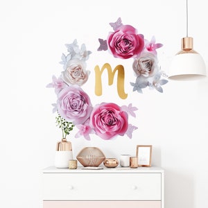 FIORI DI CARTA GIGANTI decorazione murale, grande fiore da appendere al muro per la scuola materna delle ragazze, arte della parete delle rose per il salone di bellezza, sfondo floreale baby shower