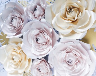 FIORI DI CARTA GIGANTI decorazione murale, grande fiore da appendere al muro, fiori rosa cipria per la scuola materna delle ragazze, decorazione floreale baby shower