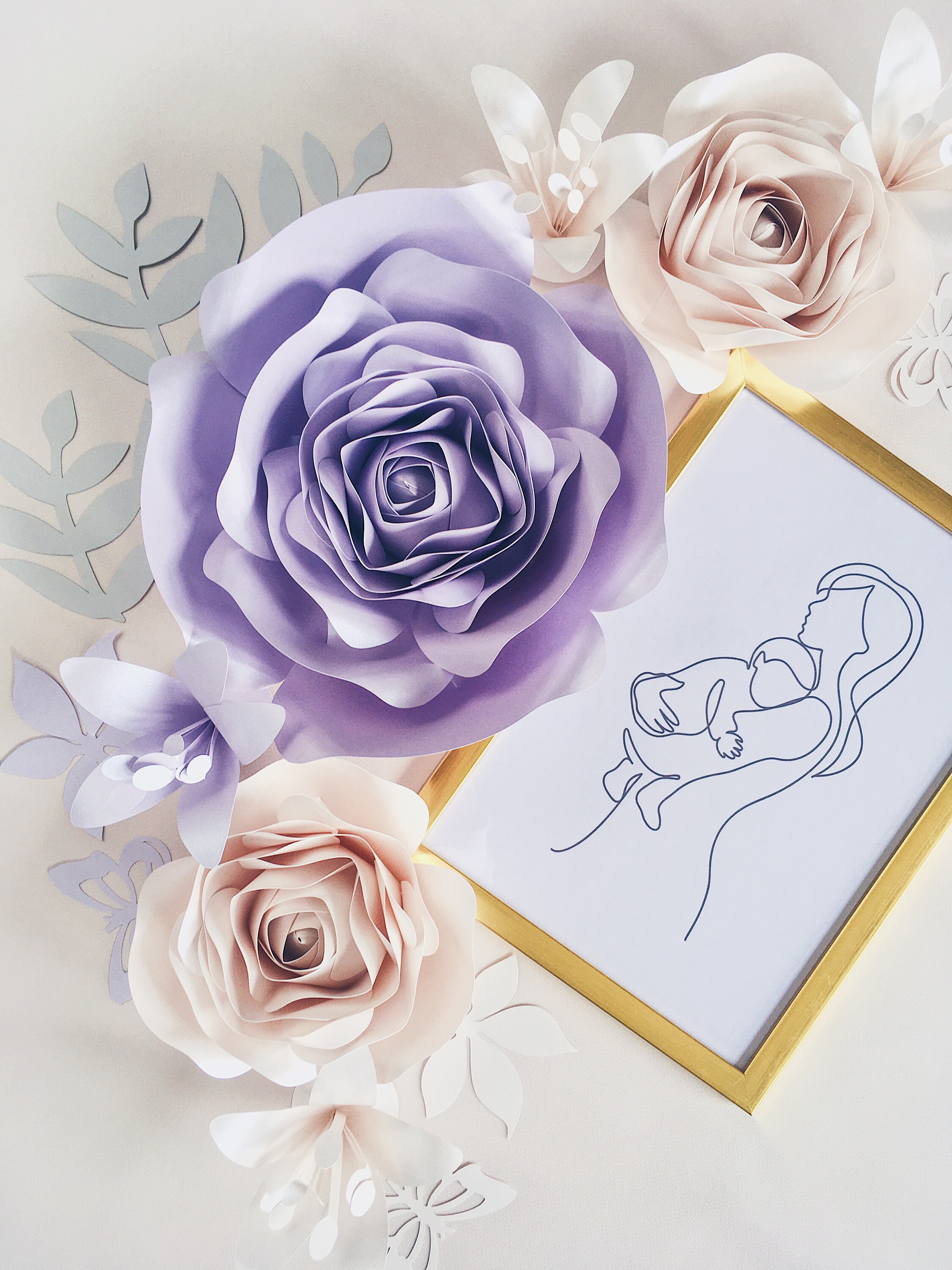 GIANT PAPER FLOWERS Wall Decor, Nursery Wall Art, Blush Pink Wall