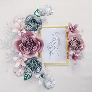 Luxury paper flowers for nursery decor | Handmade floral wall art | wall decoration for women office | flowers to hang on wall