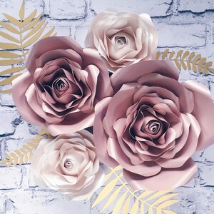 3D PAPER FLOWERS WALL decor, roses wall art, floral nursery decor, rose gold flowers, beauty salon wall hanging, baby shower decorations