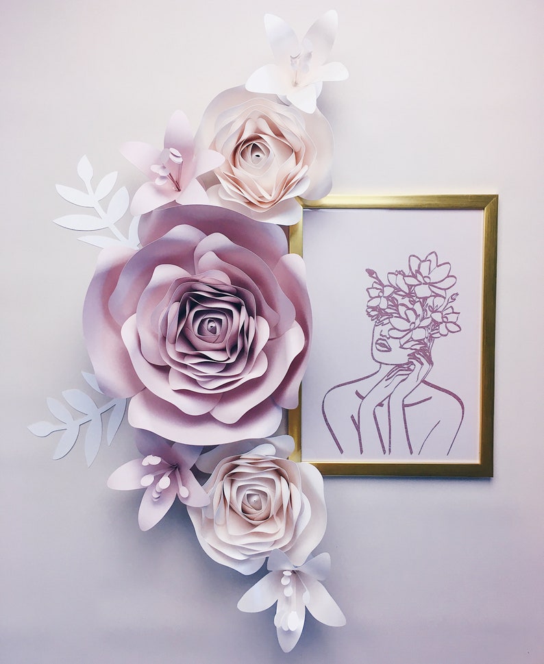 3D PAPER FLOWERS WALL Decor Roses Wall Art Floral Nursery Etsy