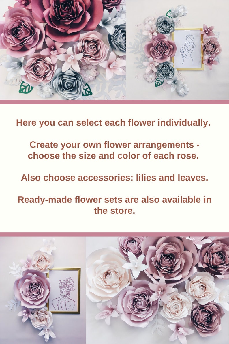 3D PAPER FLOWERS WALL Decor Roses Wall Art Floral Nursery Etsy