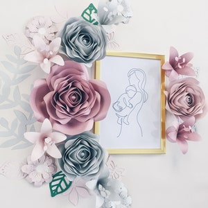 Baby GIRL CAMERA PARETE arredamento, arrossire fiori di carta rosa