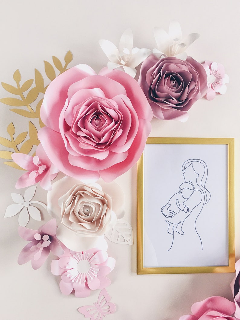 3 Piece PAPER FLOWERS SET Nursery Wall Decor Baby Shower Etsy