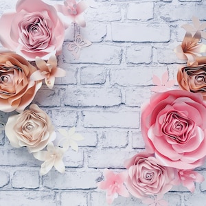 3D PAPER FLOWERS WALL decor, roses wall art, floral nursery decor, blush pink flowers, beauty salon wall hanging, baby shower decorations