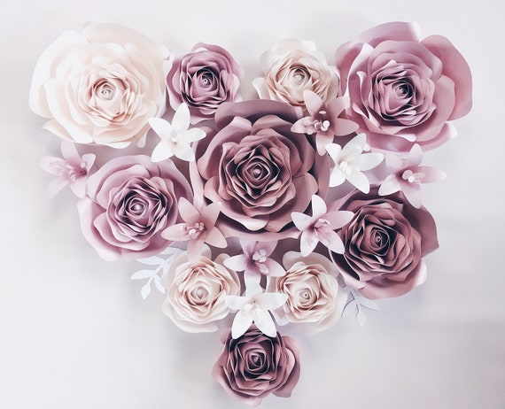 3D PAPER FLOWERS WALL decor, flowers decor for girls room, rose gold roses wall art, nursery wall flowers, beauty salon wall hanging flowers