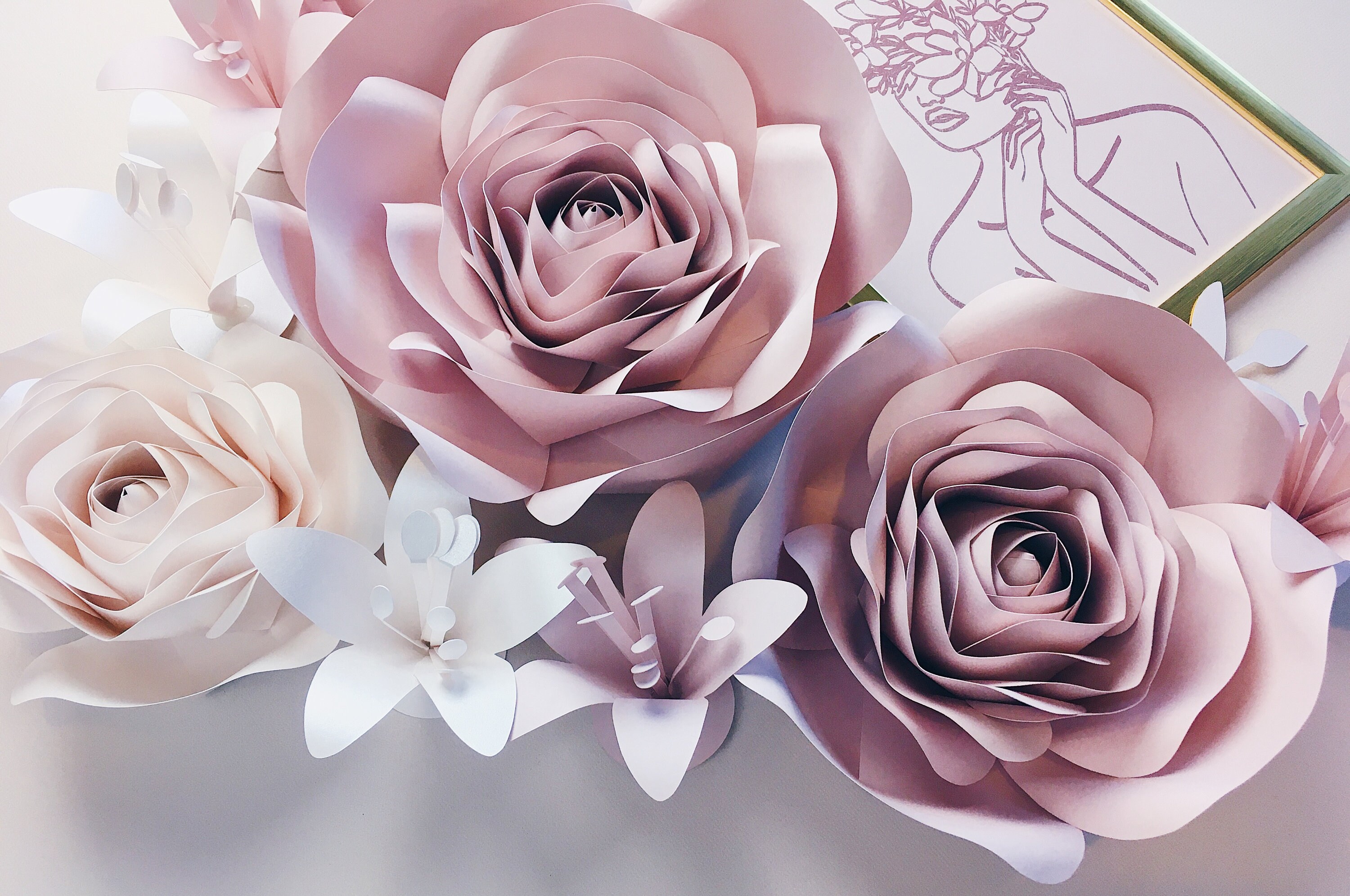 3D PAPER FLOWERS WALL decor flowers decor for girls room Etsy