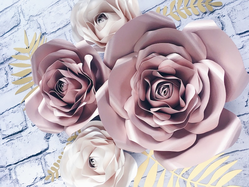 3D PAPER FLOWERS WALL decor, roses wall art, floral nursery decor, rose gold flowers, beauty salon wall hanging, baby shower decorations