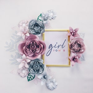 3D PAPER FLOWERS WALL decor, pink and gray baby shower decoration, floral nursery wall hanging, beauty salon backdrop, large  roses wall art