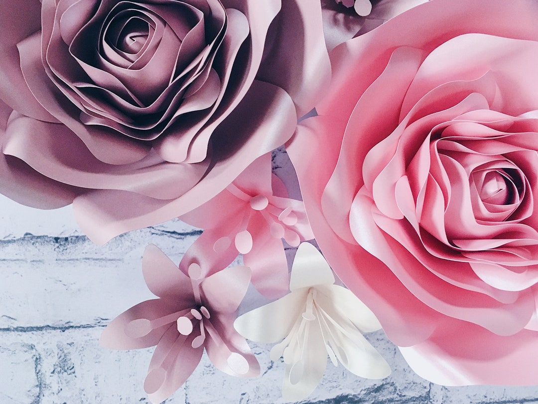 PAPER FLOWERS WALL Decor for Nursery Girl Room. 3d Paper Rose Etsy