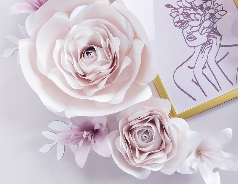 3D PAPER FLOWERS WALL Decor Roses Wall Art Floral Nursery Etsy