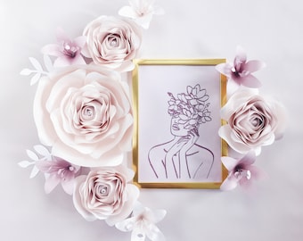 GIANT PAPER FLOWERS wall decor, large flower to hang on wall, wall flowers for girls nursery, rose wall art, floral baby shower decoration