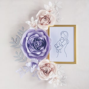 Fiori di carta giganti da parete, decorazione elegante per la casa, decorazione da parete sopra il letto, decorazione da parete per soggiorno, sfondo floreale per baby shower