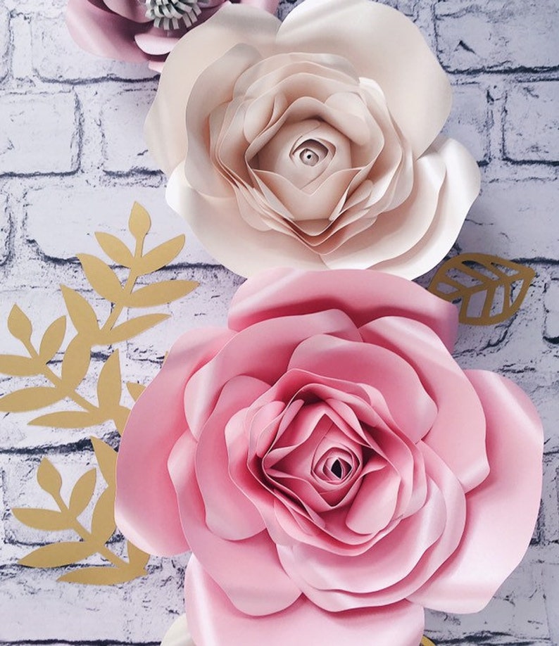 PAPER FLOWERS WALL decor for nursery girl room. 3d paper rose Etsy