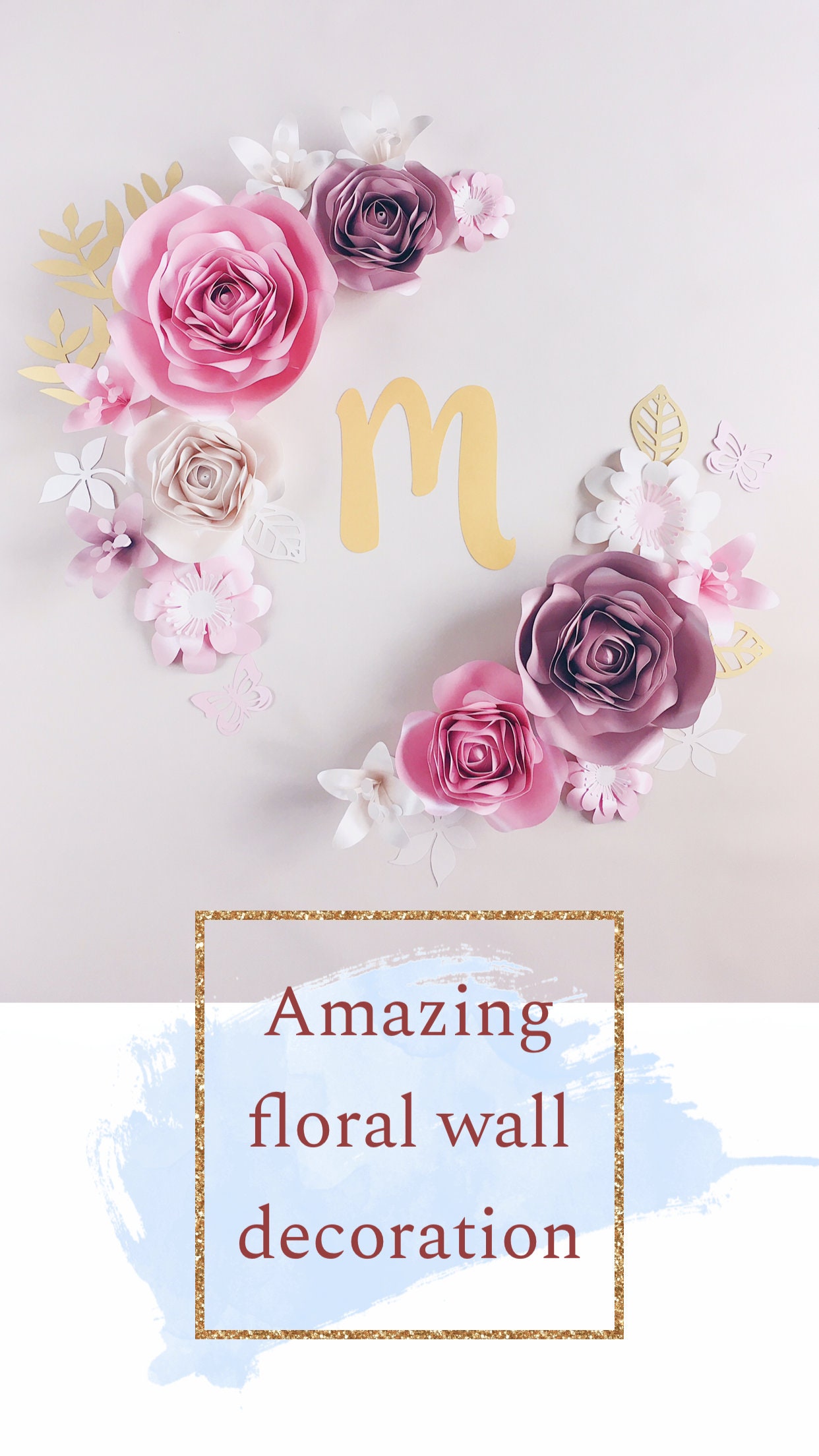 GIANT PAPER FLOWERS, Nursery Wall Decor, Blush Pink Wall Flowers