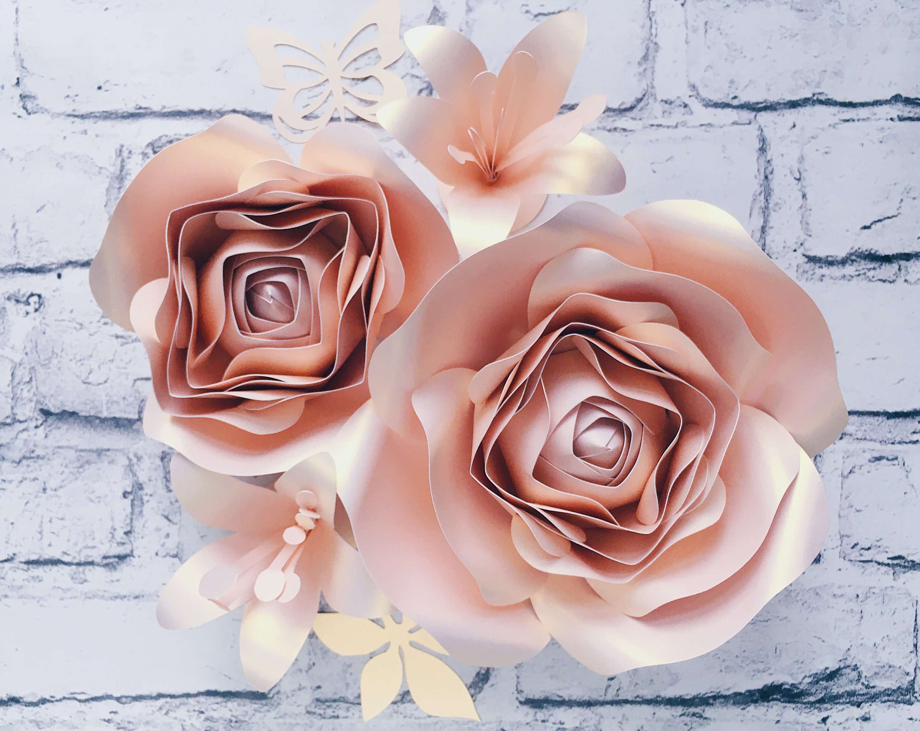 PINK GOLD Nursery Paper Flowers Wall Decor Etsy