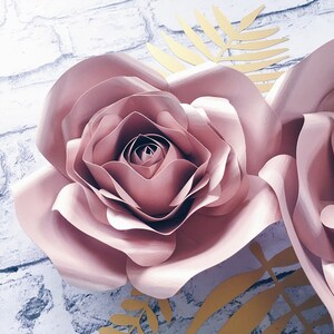 3D PAPER FLOWERS WALL decor, roses wall art, floral nursery decor, rose gold flowers, beauty salon wall hanging, baby shower decorations