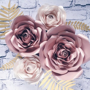 3D PAPER FLOWERS WALL decor, roses wall art, floral nursery decor, rose gold flowers, beauty salon wall hanging, baby shower decorations