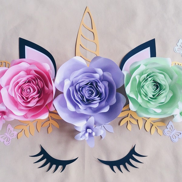 Unicorn Paper Flowers Wall Decor Etsy