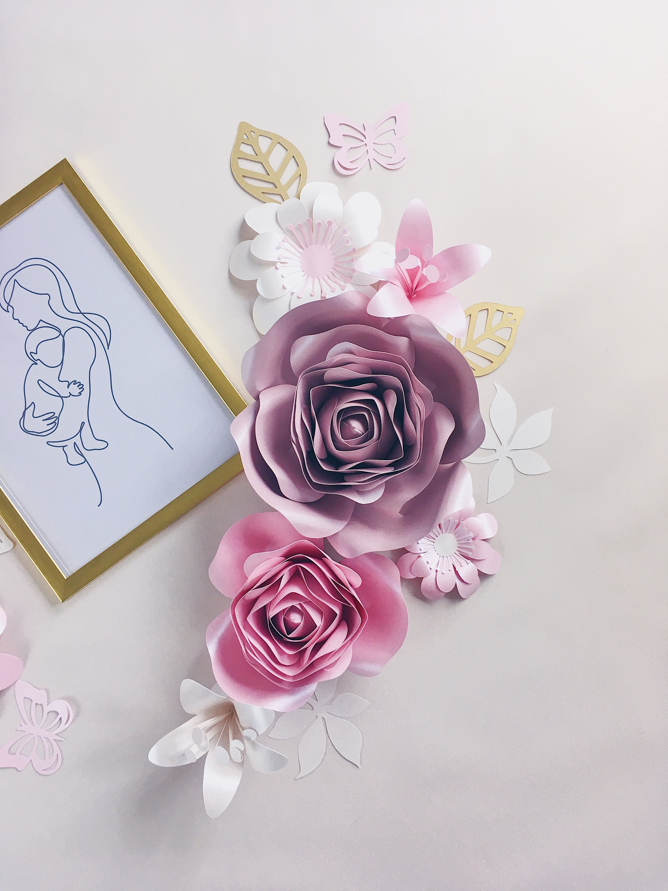 GIANT PAPER FLOWERS, Nursery Wall Decor, Blush Pink Wall Flowers